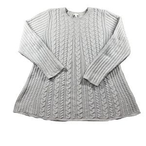 J Jill Women Chenille Cable Knit Tunic Sweater Preppy Cozy Soft Gray XL I149